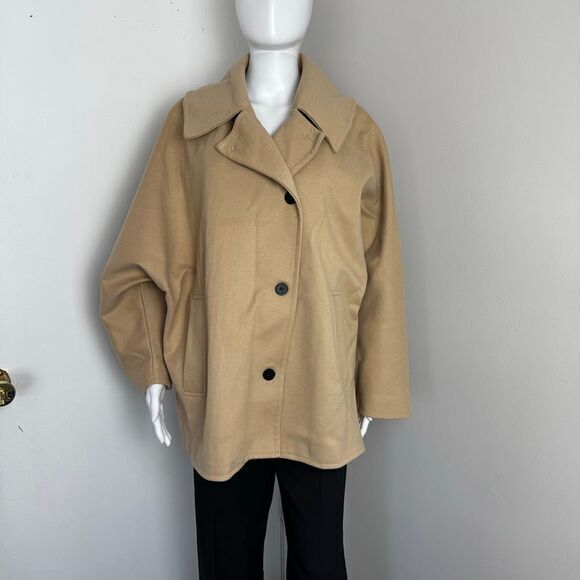 Commense Luxurious Oversized Khaki‎ Coat Button-Front Winter Outerwear Size M - Picture 11 of 14